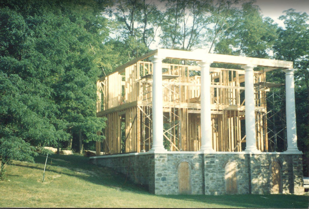 Sneaker's Gap before the roof — columns standing, pediment open